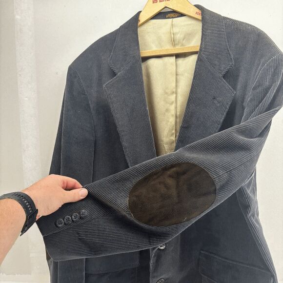 Vintage Woolrich Gray Corduroy Men’s Blazer w/ Brown Elbow Patches 46L 60s 70s - Picture 5 of 9